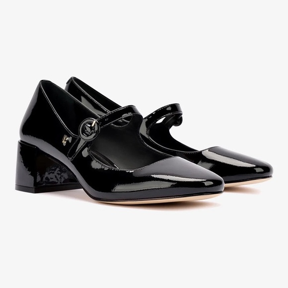 Larroudé Blair Block Pump In Black Patent Size 9.5 - Picture 1 of 16